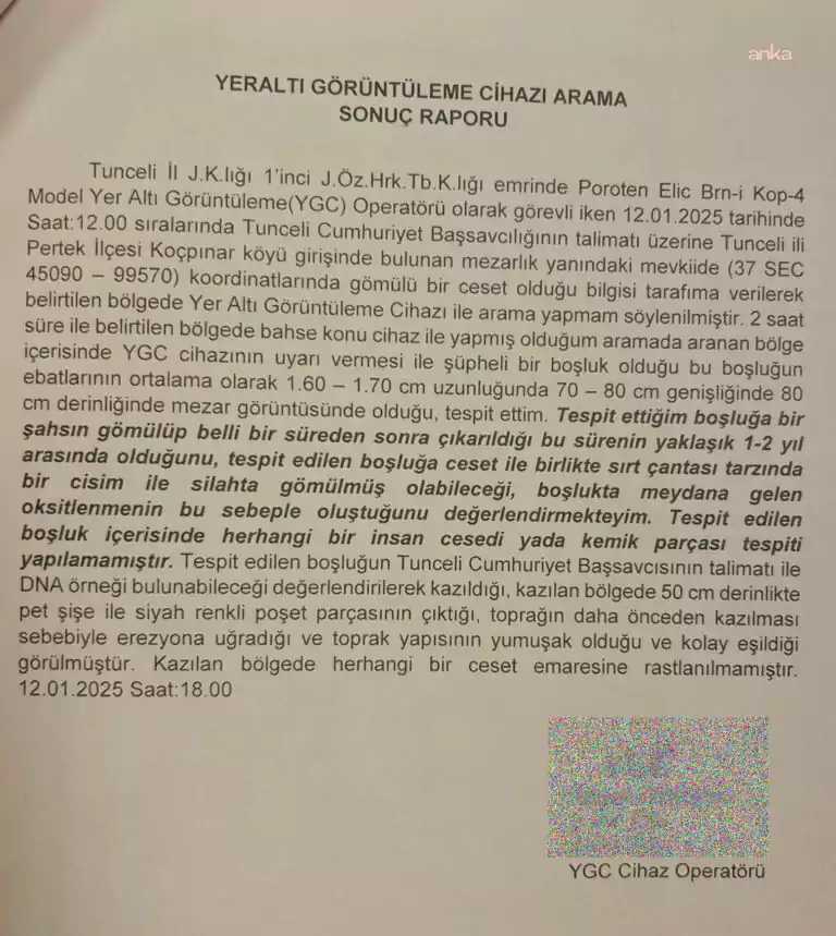 mezar büyüklüğünde boşluk